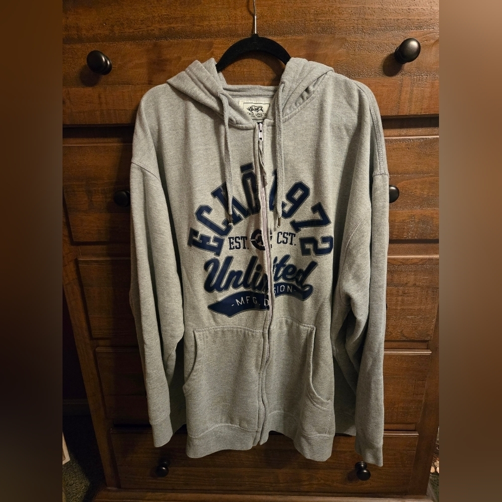 ECKO UNLTD Grey And Blue Zip Up Hoodie. Size 5XB